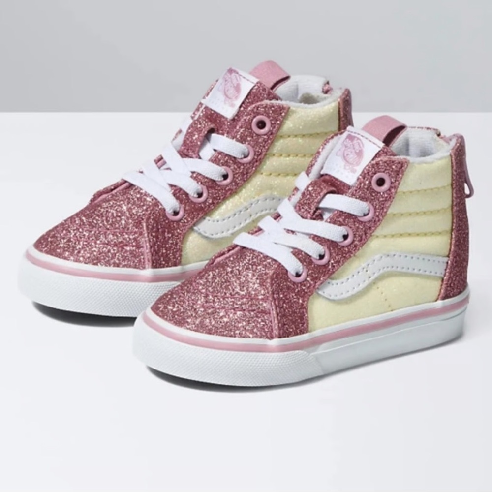 Vans Kids High-Top Glitter Sneakers - Pink & Cream